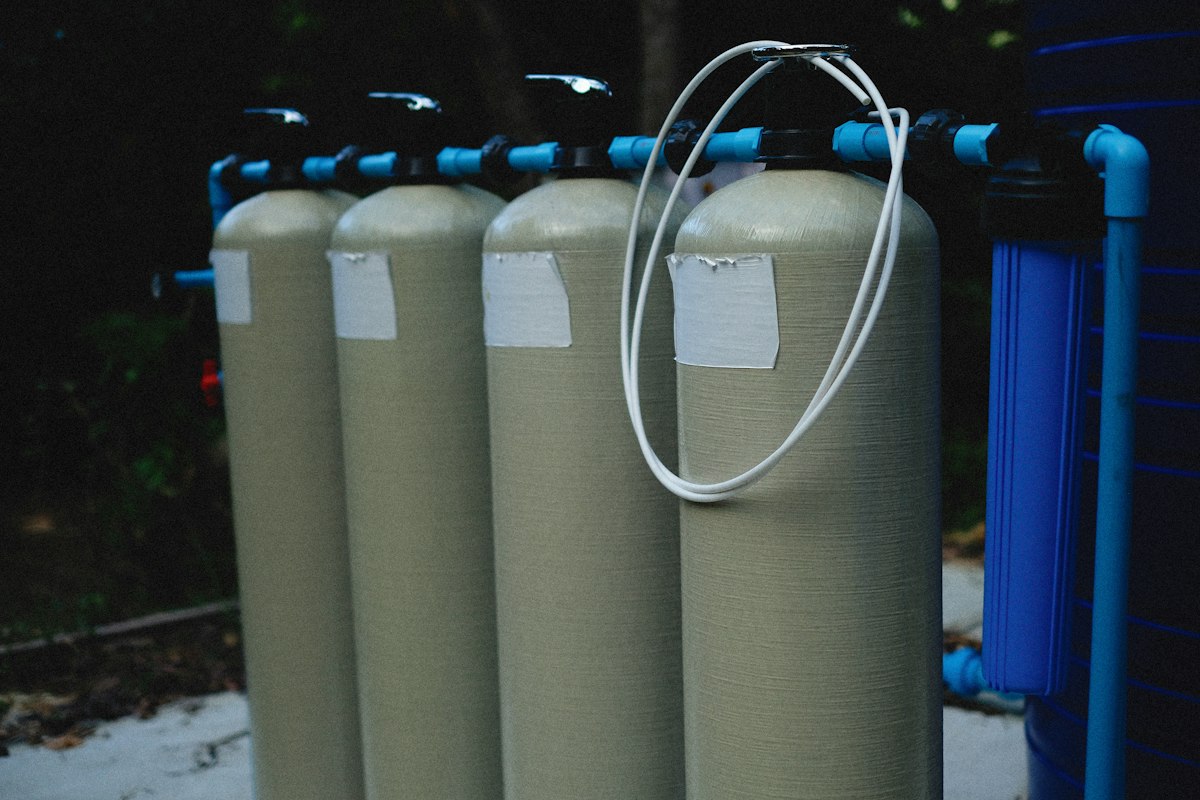 Industrial membrane filtration train with vertical pressure vessels in a row, Photo: Alexey Demidov / Unsplash